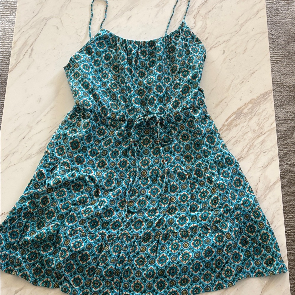 Alice + Olivia Teal Print Mini Dress